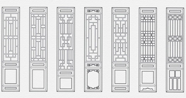 中牟常用中式仿古花窗图案隔断设计图